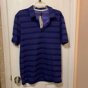 NWT, men’s adidas aeroready, breathable, purple stripe polo shirt. Size M